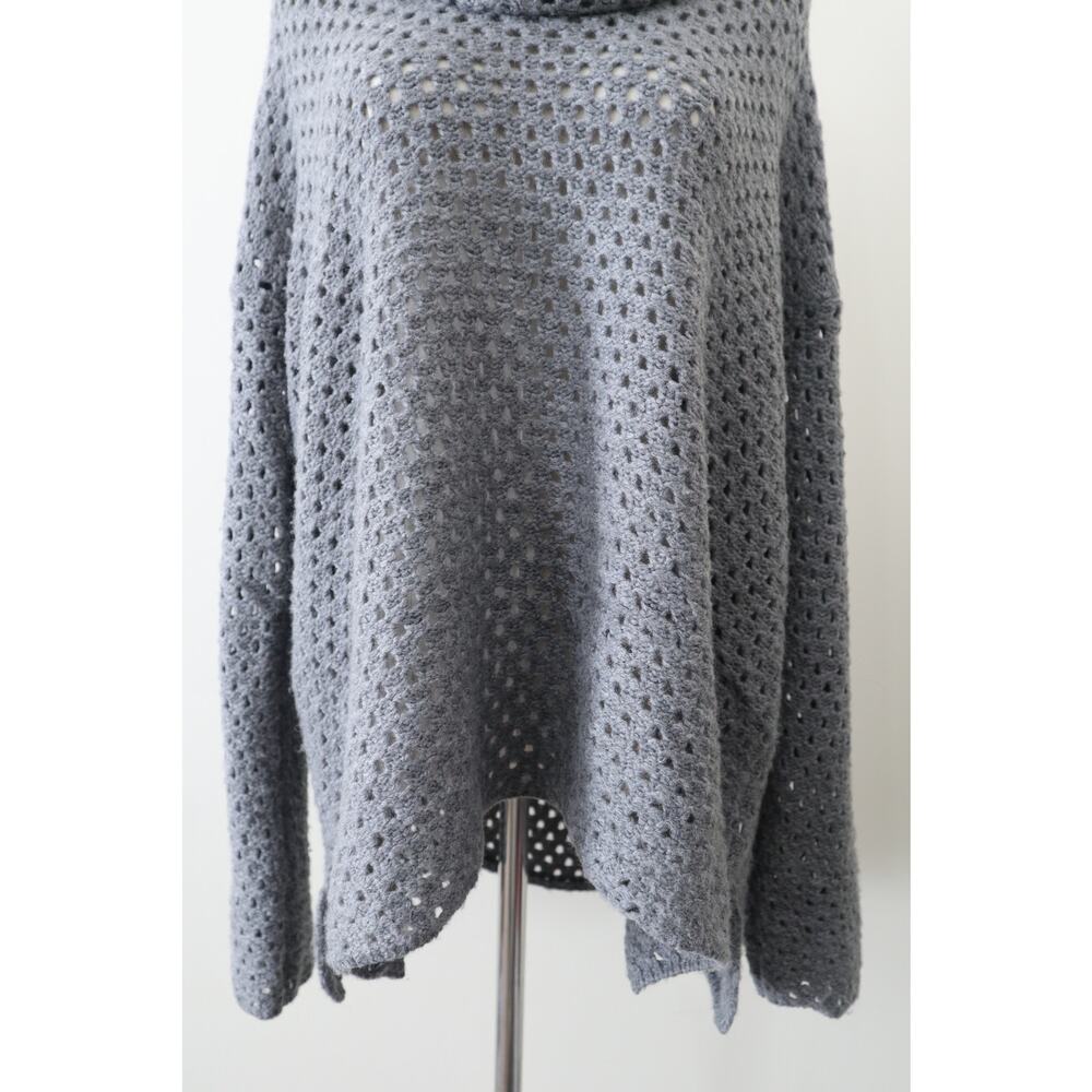 James Perse Size 4 / XL Marina Cowl Neck Sweater Gray Open Knit Wool Blend - Picture 3 of 12